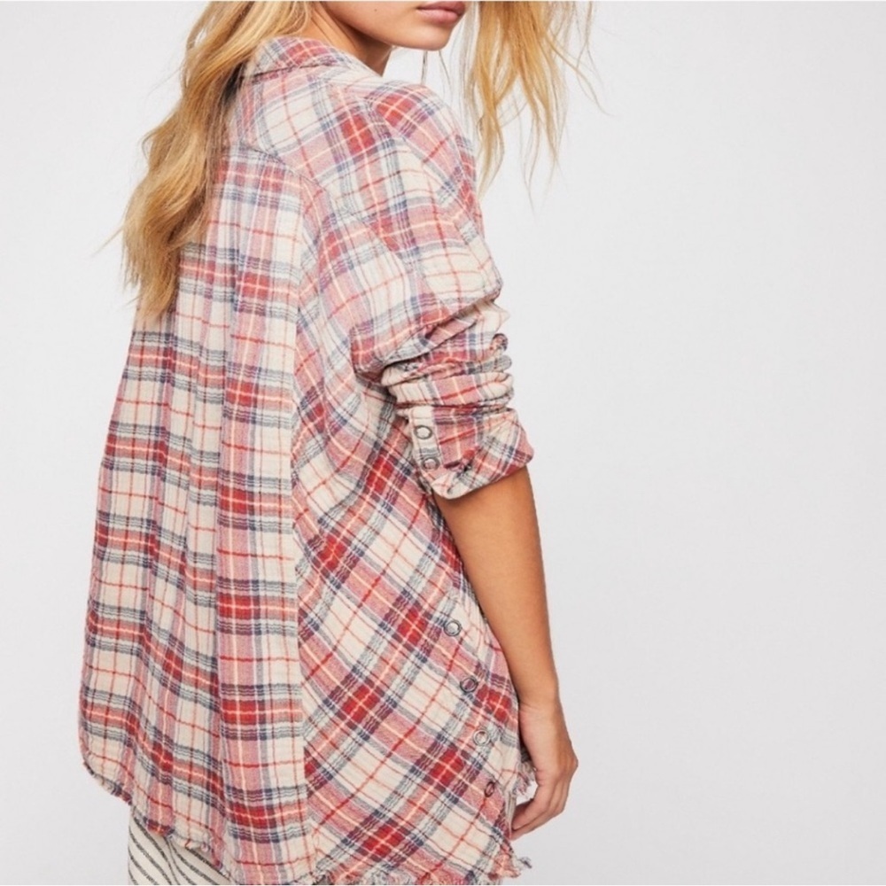 NWT FREE PEOPLE JUNIPER RIDGE PLAID HERRINGBONE BUTTON DOWN
LONG SLEEVE SHIRT